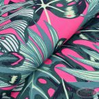 Tkanina leżakowa Monstera fuksja