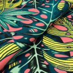 Tkanina leżakowa Monstera łososiowe tło