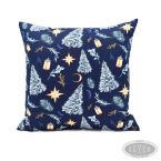 Poszewka świąteczna bawełniana 40x40 wzór Choinki na granatowym tle