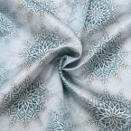 Tkanina świąteczna dekoracyjna obrusowa srebrna śnieżynki
