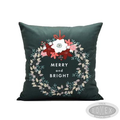 Poszewka świąteczna Wzór nr 9 Wieniec butelkowa zieleń