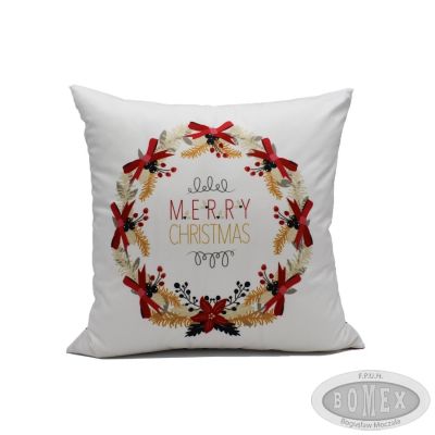 Poszewka świąteczna Wzór nr 12 Wieniec złoto-czerwony