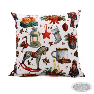 Poszewka świąteczna bawełniana 40x40 wzor koniki