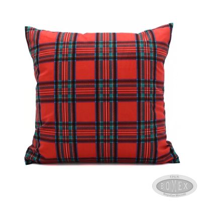 Poszewka świąteczna welur 40x40 wzór Krata czerwona
