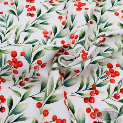 Tkanina świąteczna velvet jemioła