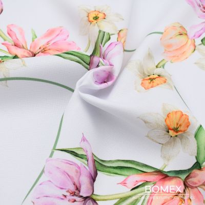 Tkanina obrusowa plamoodporna Kwiaty wianek