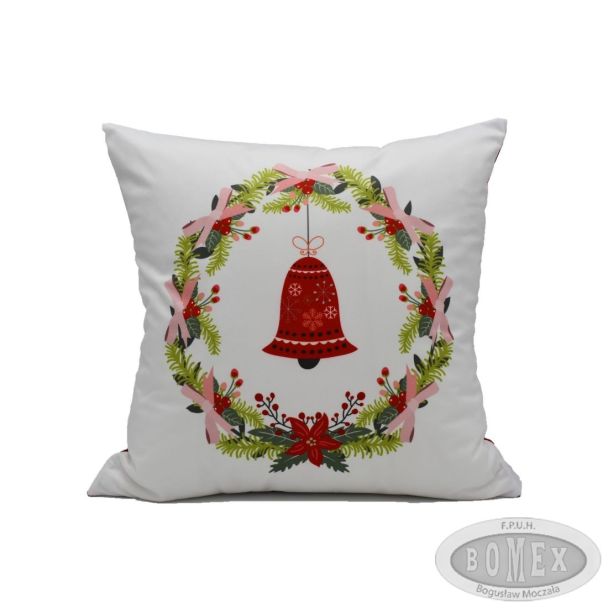 Poszewka świąteczna Wzór nr 10 Wieniec z dzwoneczkiem