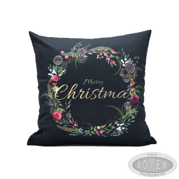 Poszewka świąteczna Wzór nr 11 Wieniec granat