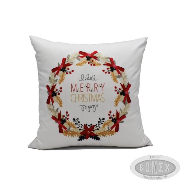 Poszewka świąteczna Wzór nr 12 Wieniec złoto-czerwony