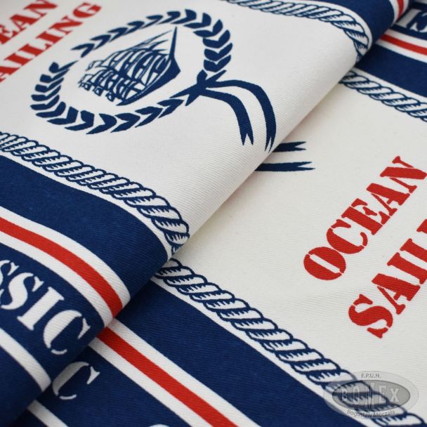 Tkanina leżakowa bawełniana Marynarska