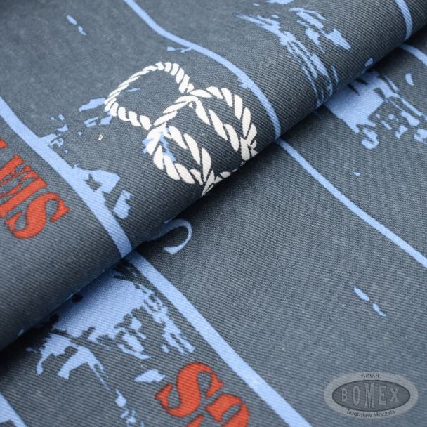 Tkanina leżakowa bawełniana Marynarska szara