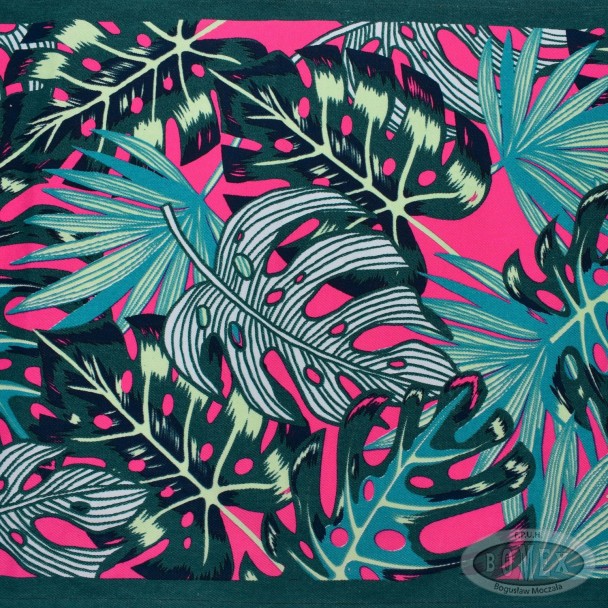 Tkanina leżakowa monstera fuksja
