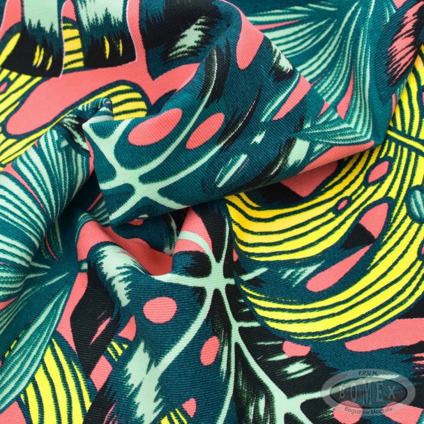 Tkanina leżakowa monstera łososiowy 5