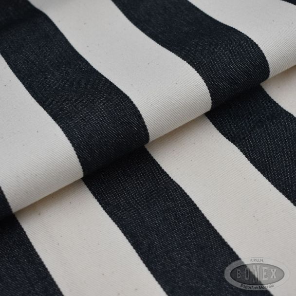 Tkanina leżakowa bawełniana pasy czarno-białe