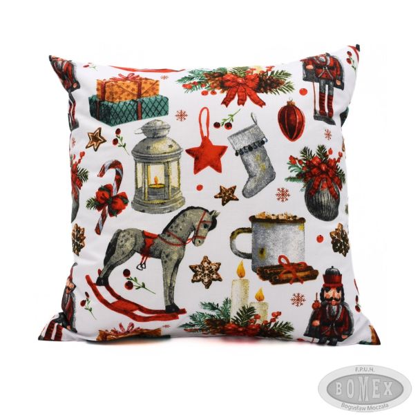 Poszewka świąteczna bawełniana 40x40 wzor koniki