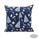 Poszewka świąteczna bawełniana 40x40 wzór Choinki na granatowym tle